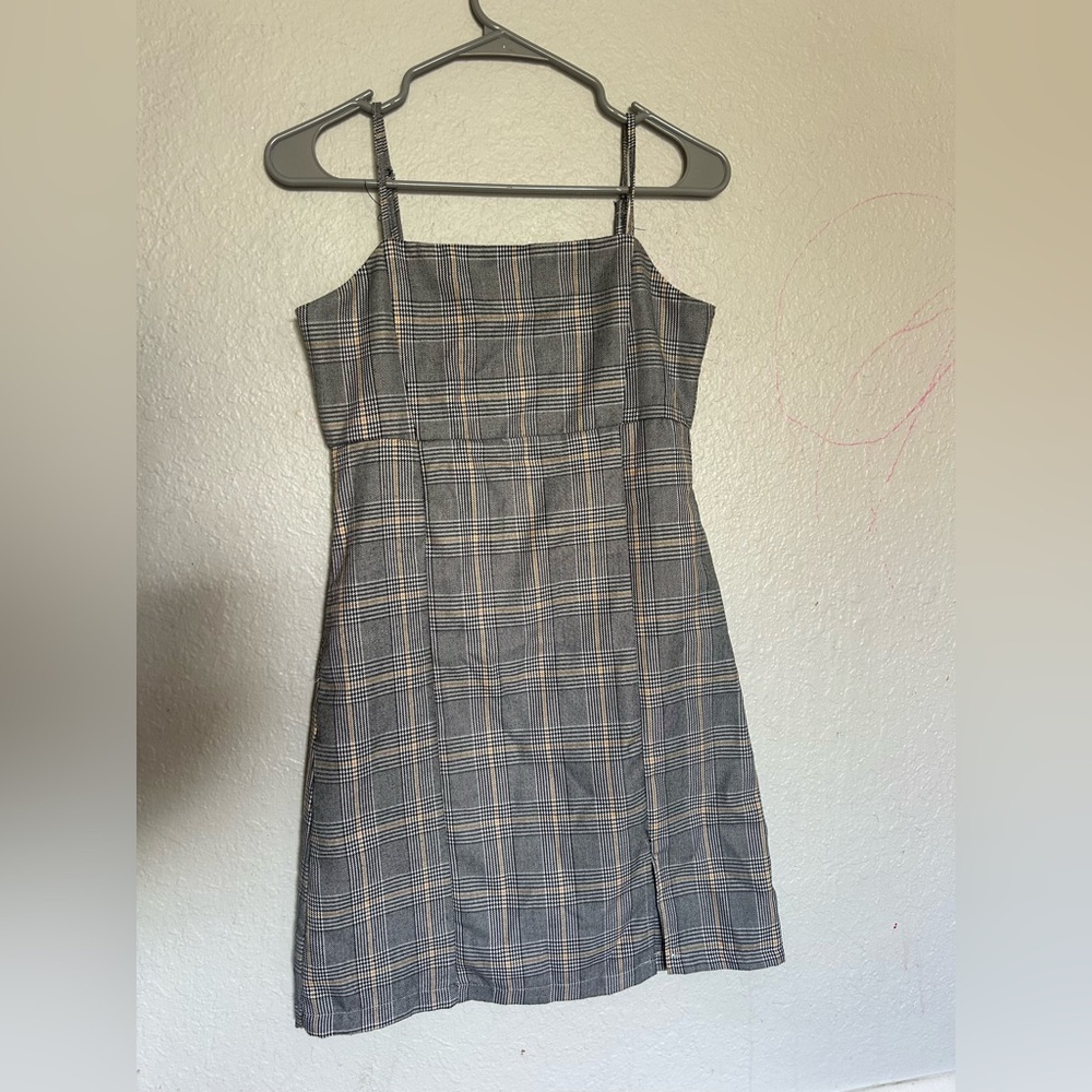 Rare Editions Black and Gray Plaid Mini Dress